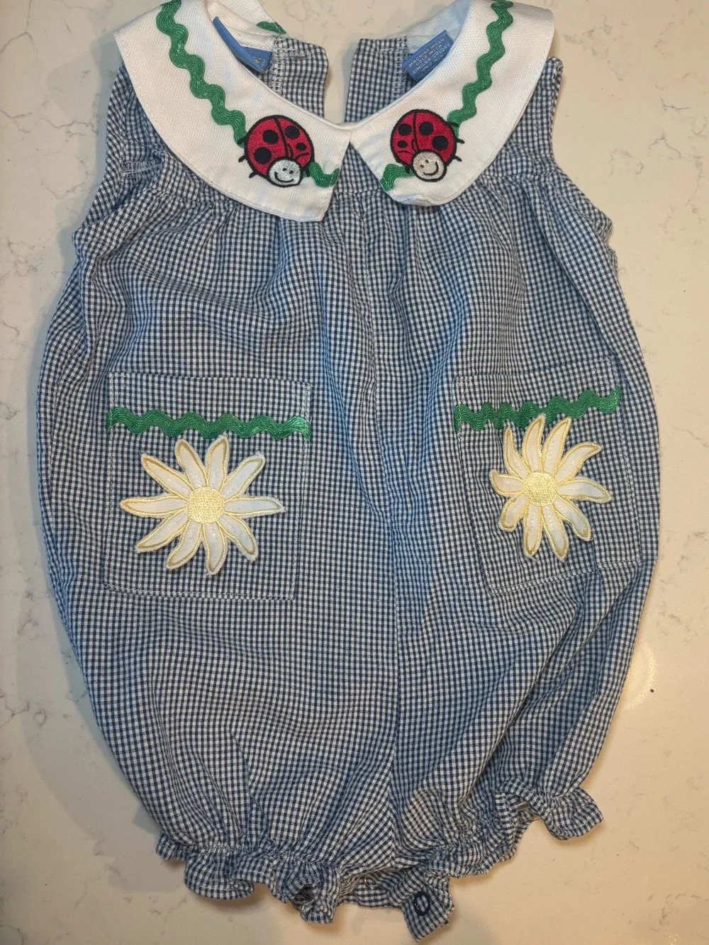 Vintage ladybug bubble and smocked outfit